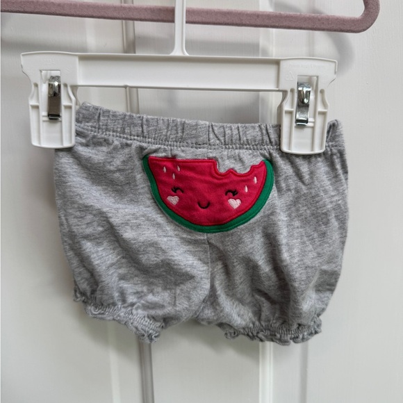Carter's Newborn Gray Baby Shorts with Watermelon Design and Ruffles - Picture 1 of 5